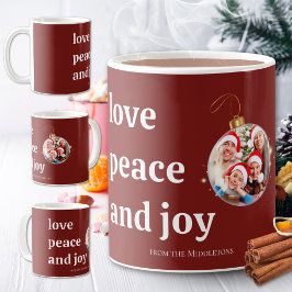 Julfamiljens fotopto Kärlek Peace Joy-Helgdag-kort Kaffemugg