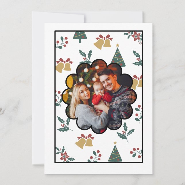 Julfamiljens fotoredigerbara Helgdag-kort Julkort (Framsida)