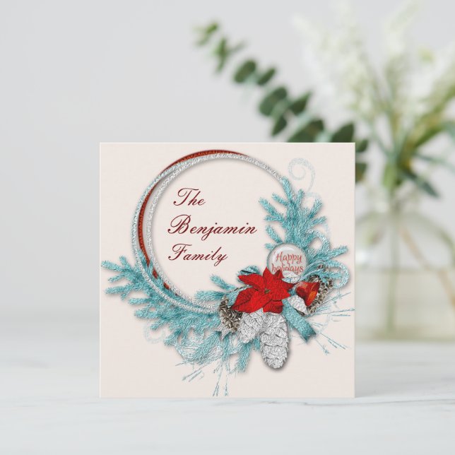 Julfamiljens Helgdagar Vintage Anpassningsbar för  Julkort (Stående Fram)