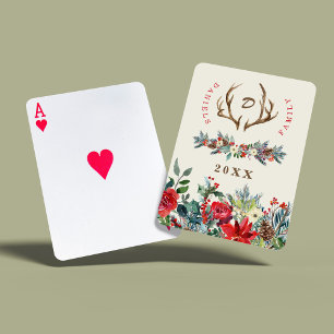 Julfamiljens monogram namn, vattenfärg casinokort