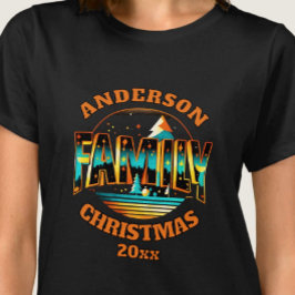 Julfamiljens orange teal redigerbar T-Shirt