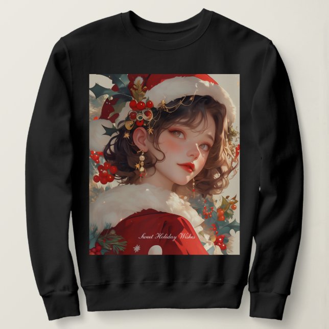 Julfantasi: Romantisk Woman Basic Sweatshirt T Shirt (Design framsida)