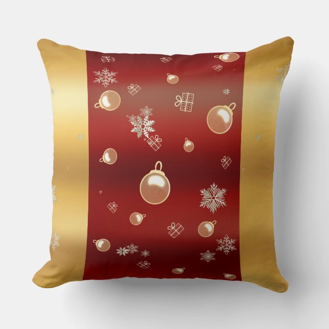 Julfantast röd och guld kudde (Framsida)