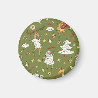 Julfår: Illustration av djurens Vintage. Magnet