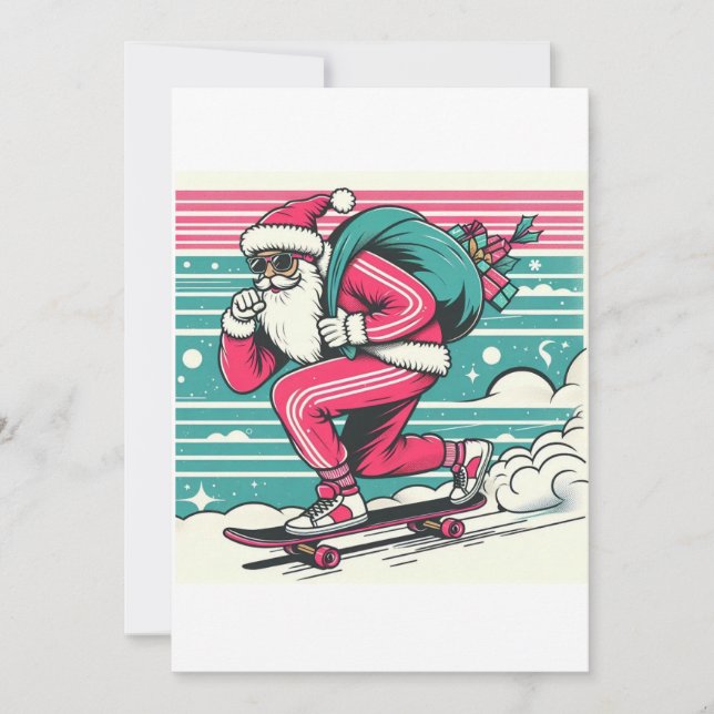 Julfarbror som skateboardar inbjudningar (Framsida)
