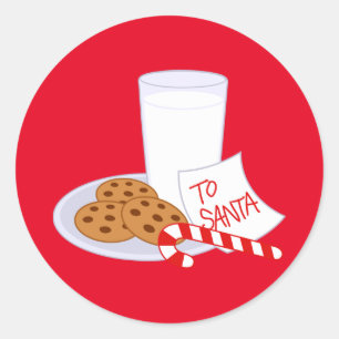 Julfärer/Santa's Mjölk och Cookies Runt Klistermärke