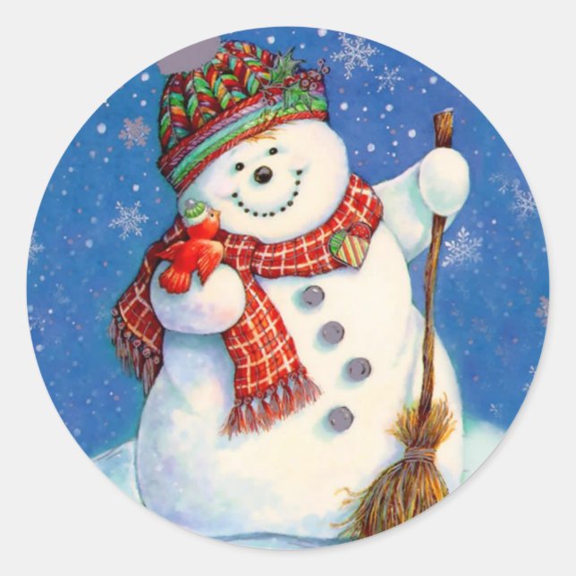 Julfärer/Snögubbe Runt Klistermärke (Framsida)