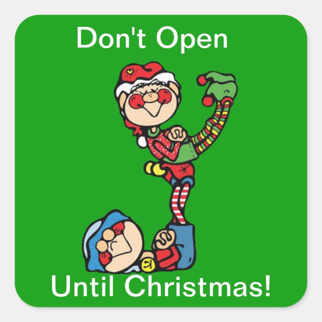 Julfärer - två älvar fyrkantigt klistermärke (Framsida)