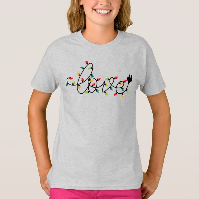 Julfärg Ljus Kärlek Text-45872 T Shirt (Framsida)