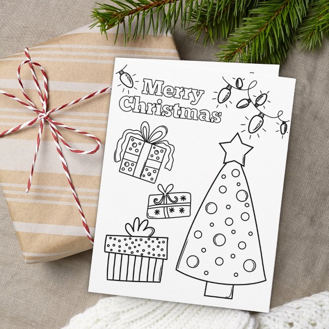 Julfärg och spelaktivitet kort (Provide a creative holiday with this Christmas Tree & Presents Coloring Activity Card. Get it today )