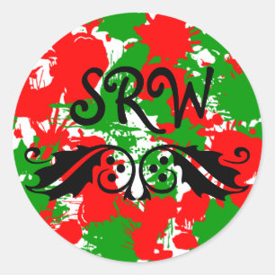 Julfärg Plator Monogram Sticker Runt Klistermärke