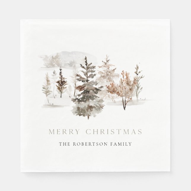 Julfärg Vinterfärg Vinterlandskap Napkin Pappersservett (Framsidan)