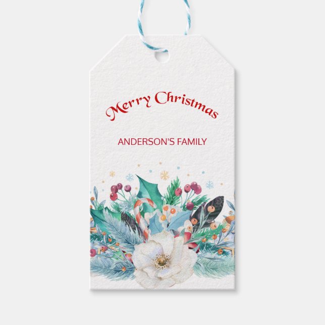 Julfärgad Dekoration Presentetikett (Framsidan)