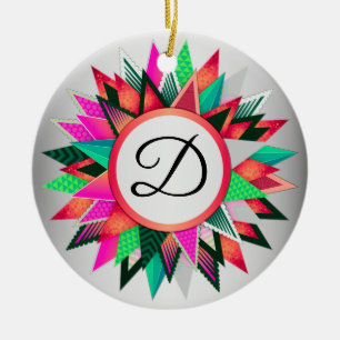 Julfärgad design Monogram - början Julgransprydnad Keramik
