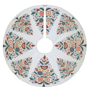 Julfärgad Träd Skandinavien Folk Art Julgransmatta Borstad Polyester