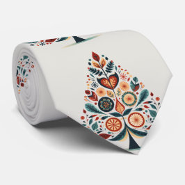 Julfärgad Träd Skandinavien Folk Art Slips