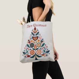 Julfärgad Träd Skandinavien Folk Art Tygkasse
