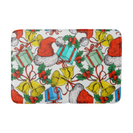 Julfärgade gåvor Red Santa Hats-Helgdagar Badrumsmatta