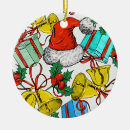 Julfärgade gåvor Red Santa Hats-Helgdagar Julgransprydnad Keramik