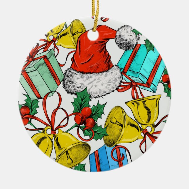 Julfärgade gåvor Red Santa Hats-Helgdagar Julgransprydnad Keramik (Framsidan)