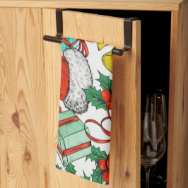 Julfärgade gåvor Red Santa Hats-Helgdagar Kökshandduk