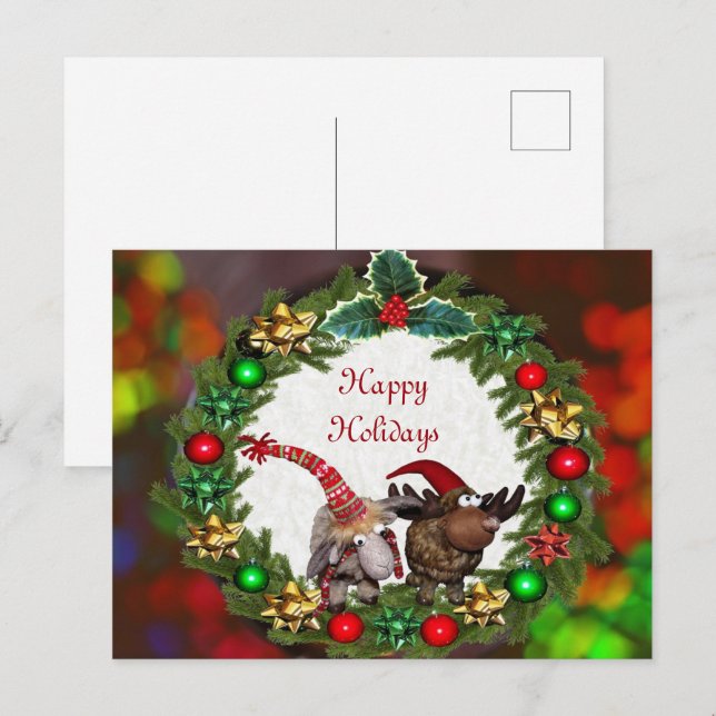 Julfärgat vykort för andedräkt (Fram/baksida)