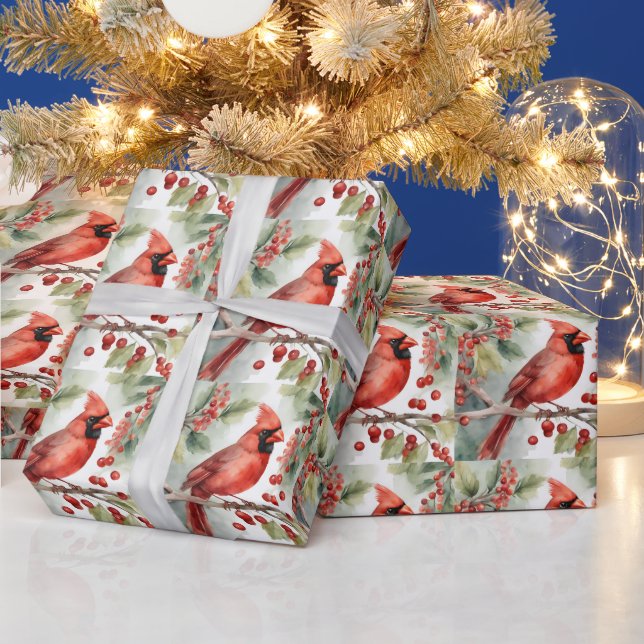 Julfärgen Red Cardinal och Berries Presentpapper (Helgdagar)