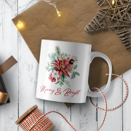 Julfärger blommor, löv och fåglar kaffemugg