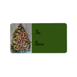 Julfärglöst träd. adressetikett