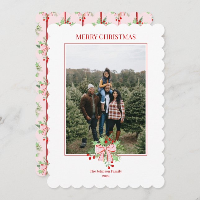 Julfärgsberries & Holly-inbjudan Inbjudningar (Fram/baksida)