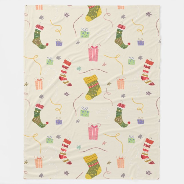 Julfärgstarka symboler Byterbar bakgrund Fleecefilt (Framsidan)