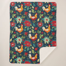 Julfarm, kycklingar och poinsettias