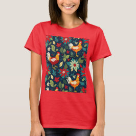 Julfarm, kycklingar och poinsettias t shirt