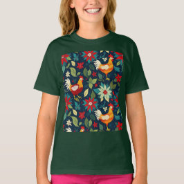Julfarm, kycklingar och poinsettias t shirt