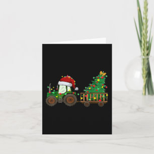 Julfarmtraaktorn Julafton Träd Ljus Santa Hat Kort