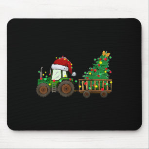 Julfarmtraaktorn Julafton Träd Ljus Santa Hat Musmatta