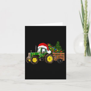 Julfarmtraaktorn Träd Ljus Santa Hat Julafton Kort