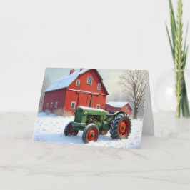 Julfarmtraktor av en röd Barn Helgkort