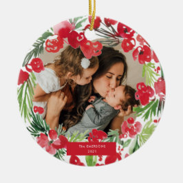 Julfärrosblomma ram Foto Julgransprydnad Keramik