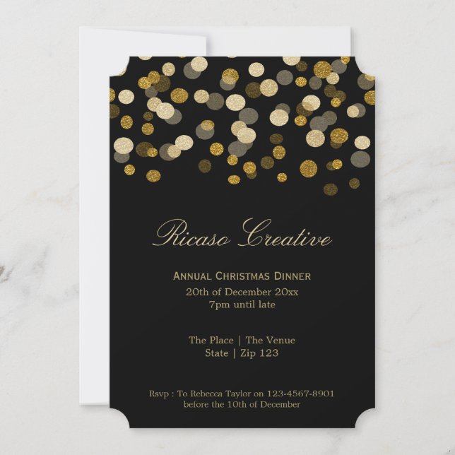 Julfaux Guld Festive Corporate Party Inbjudningar (Framsida)