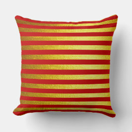 Julfaux Guld Red Stripe Dekorativ kudde