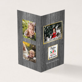 Julfavorite Gnomies Old Wood Family Photo Kort