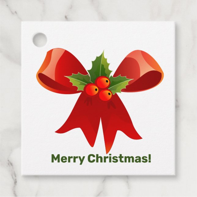 Julfavoriter - Märkre - etiketter Helgdag Red Bow (Framsida)