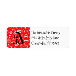 Julfavoriter Red Santa Elf Snögubbe Monogram Returadress Etikett