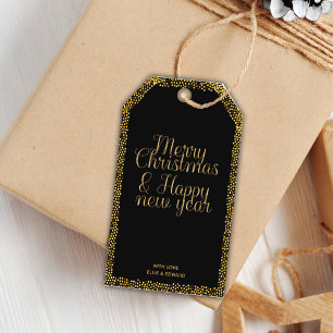 Julfavorittaggar för Black Glitter Presentetikett