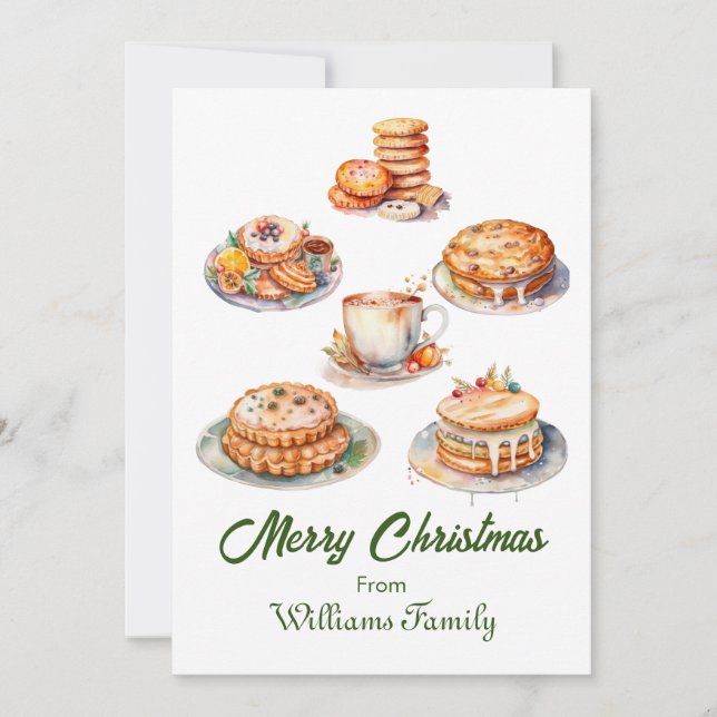 Julfektion, vattenfärg julkort (Framsida)