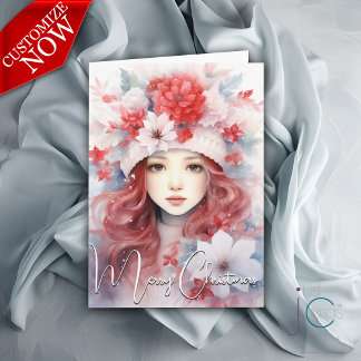 Julfén i blommorna kort