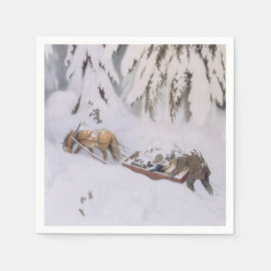 Julferd genom snön (av Kittelsen) Pappersservett