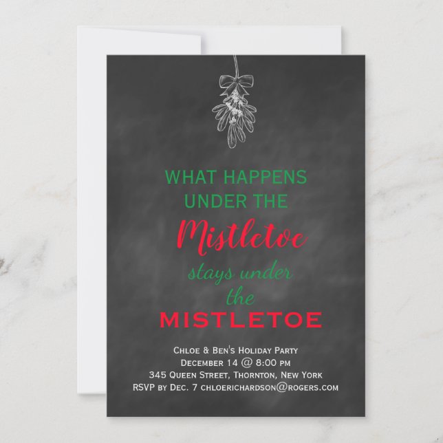 Julfest av Chalkboard Mistletoe Inbjudningar (Framsida)