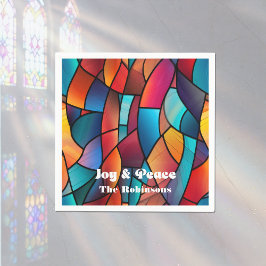 Julfest av fastfärgat glas pappersservett